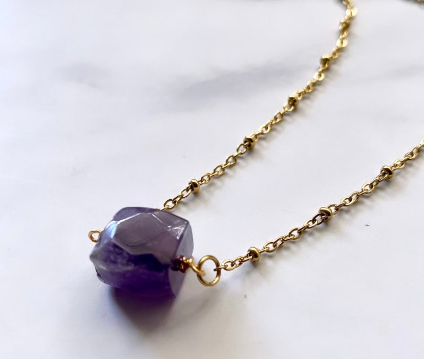 Amethyst Drop Necklace